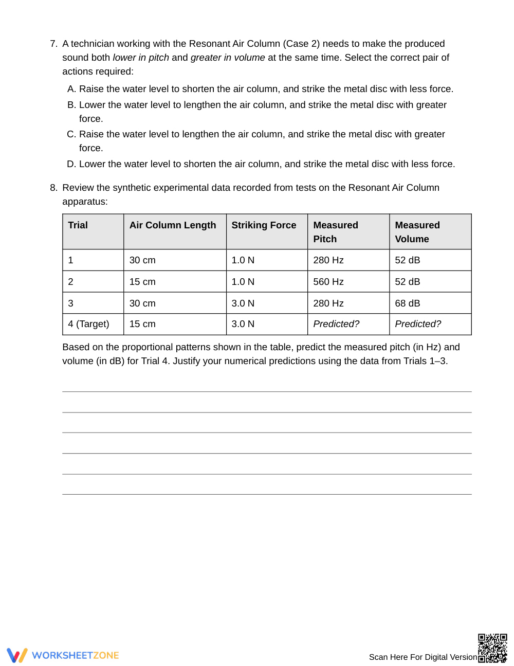 Complete Changing Musical Sound Worksheet | Grade 6 Science - Page 4