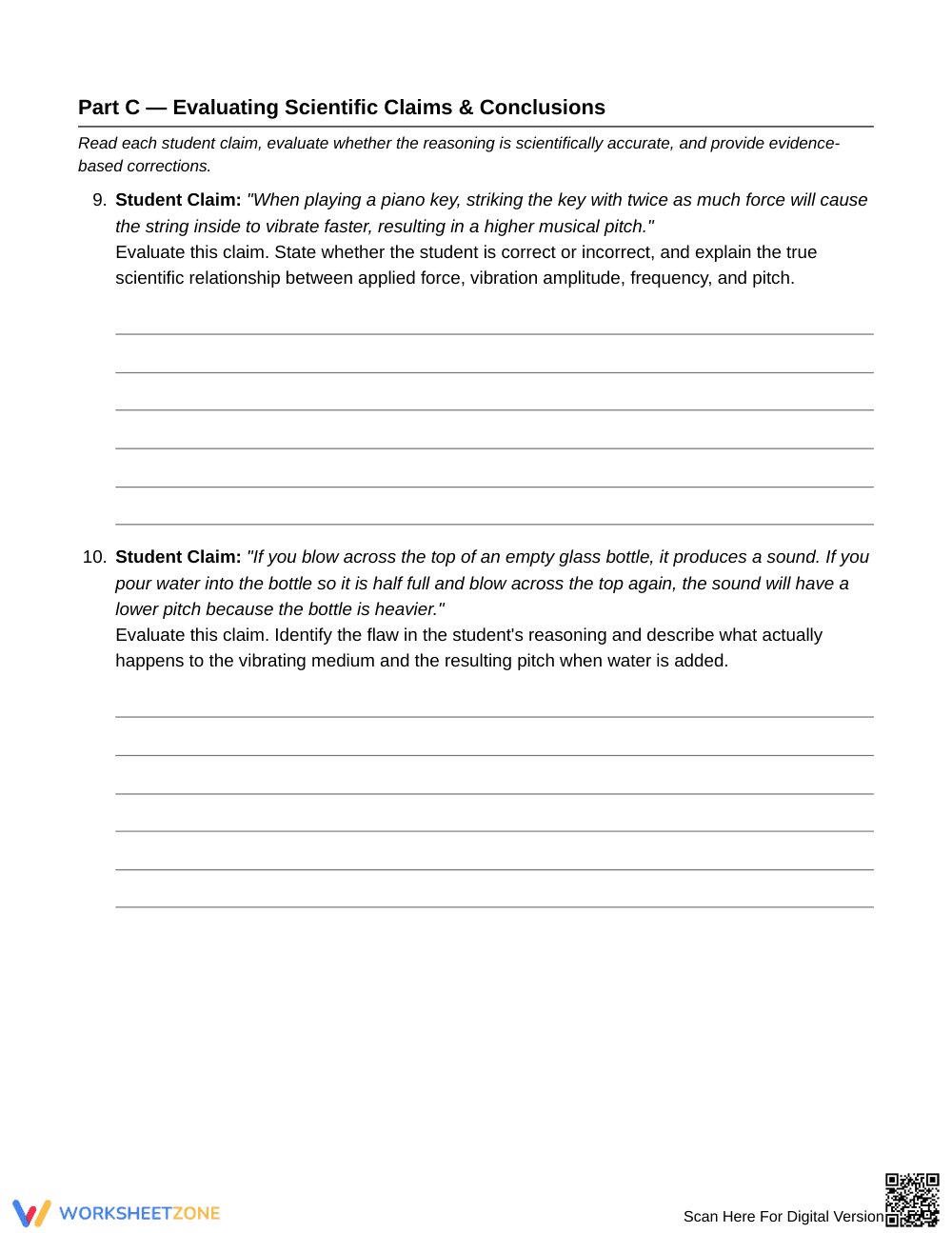 Complete Changing Musical Sound Worksheet | Grade 6 Science - Page 5