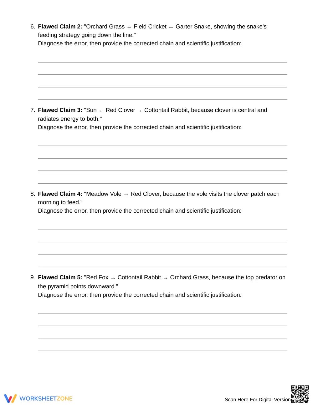 Essential Food Chain Arrows Worksheet | Grade 6 Science - Page 3