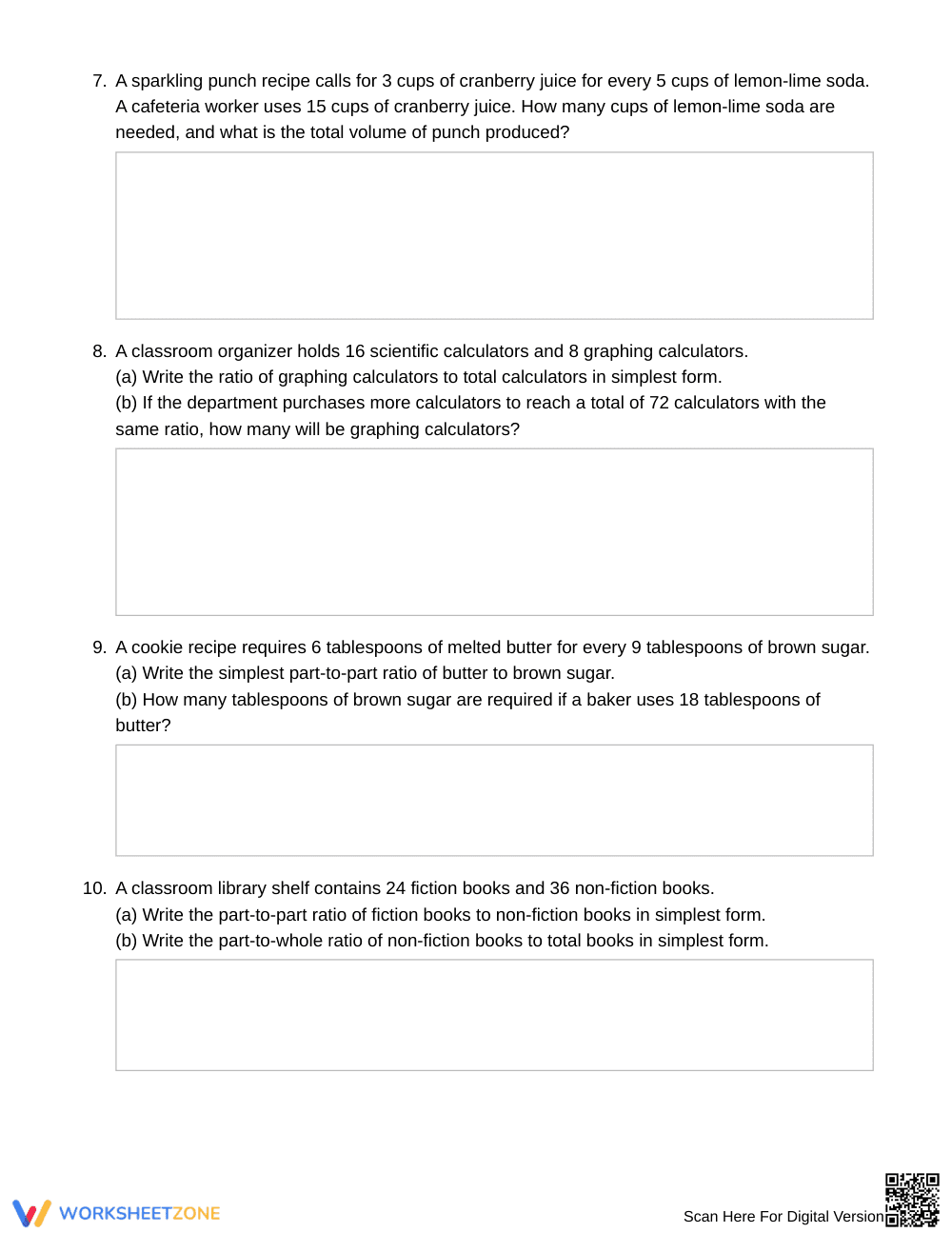 Essential Part-to-Whole Ratios Worksheet | Grade 6 Math - Page 3