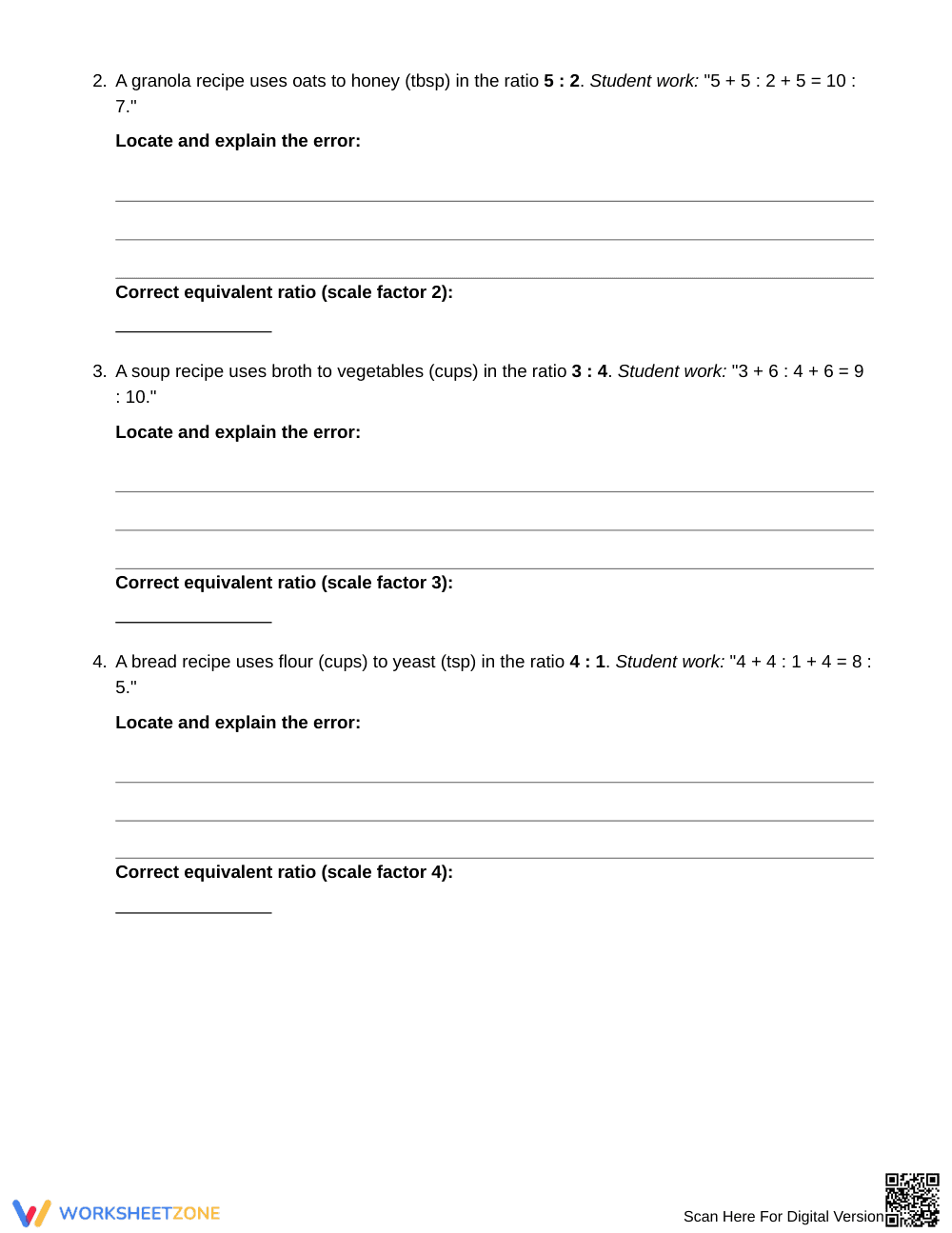 Complete Additive Ratio Reasoning Worksheet | Grade 6 Math - Page 2