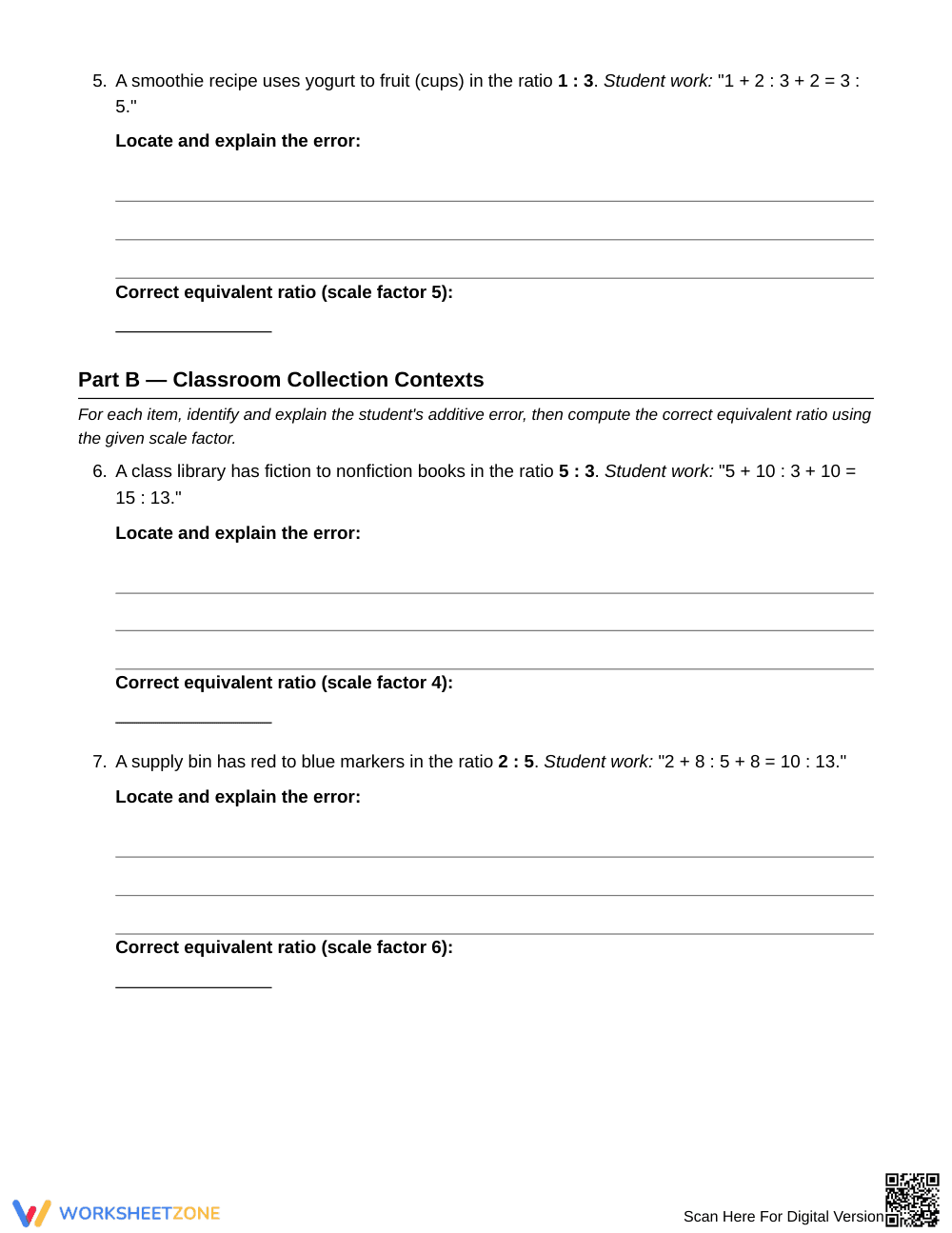 Complete Additive Ratio Reasoning Worksheet | Grade 6 Math - Page 3