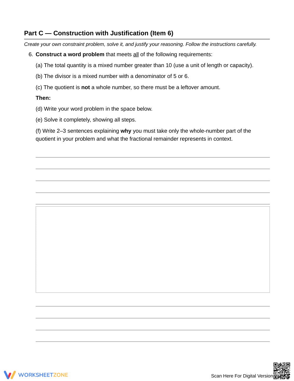 Essential Mixed Number Constraints Worksheet | Grade 6 Math - Page 5