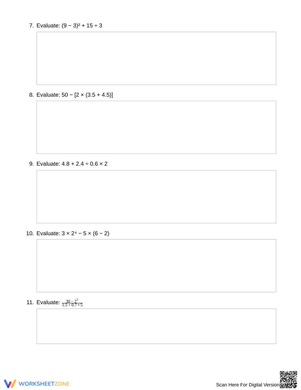 Essential Order of Operations Worksheet | Grade 6 Math - Page 3
