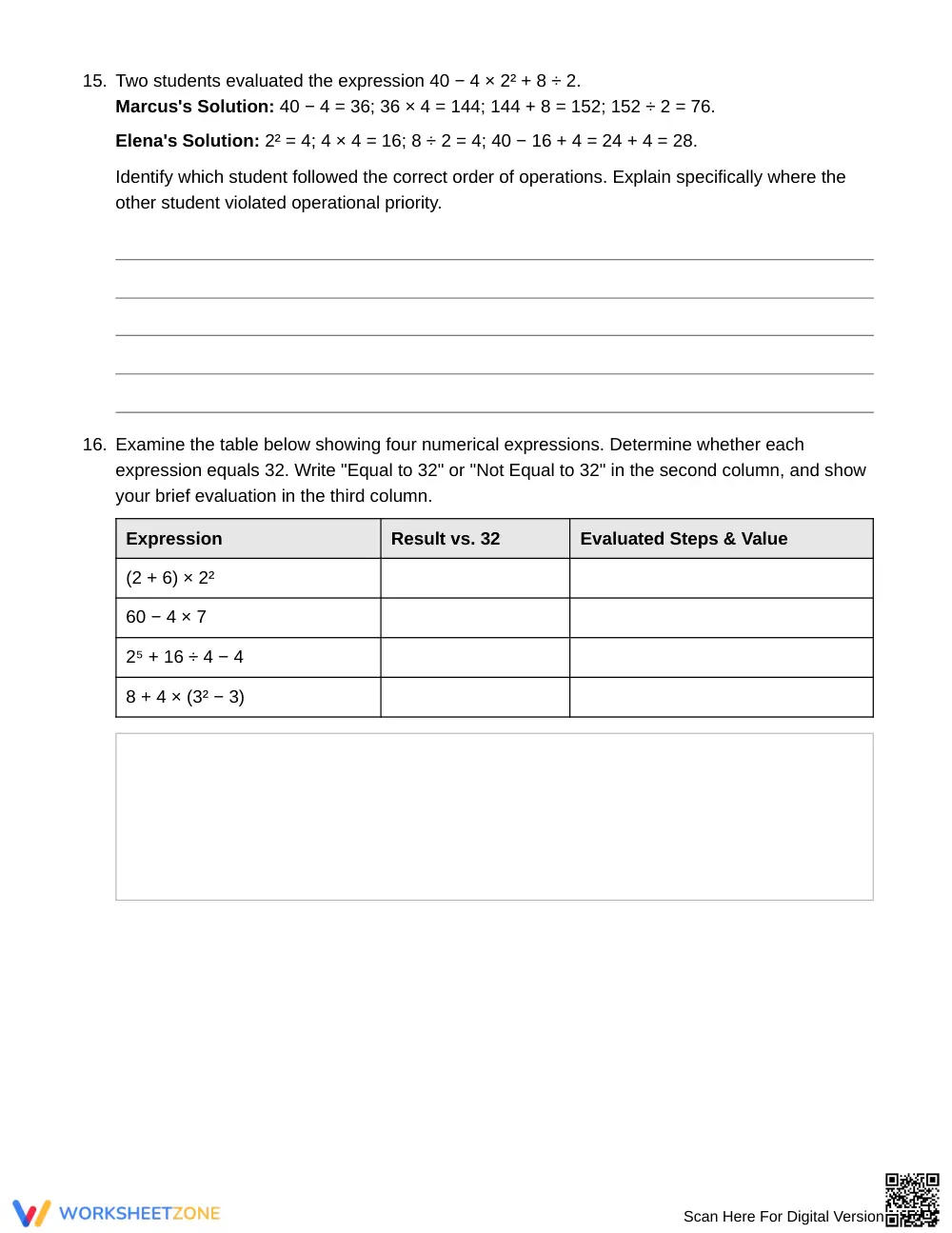 Essential Order of Operations Worksheet | Grade 6 Math - Page 5