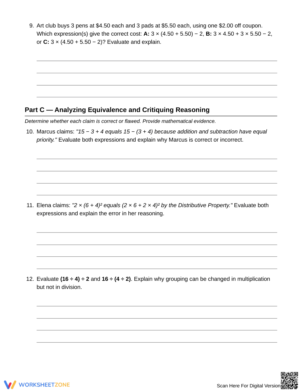 Complete Grouped Expressions Worksheet | Grade 6 Math - Page 4