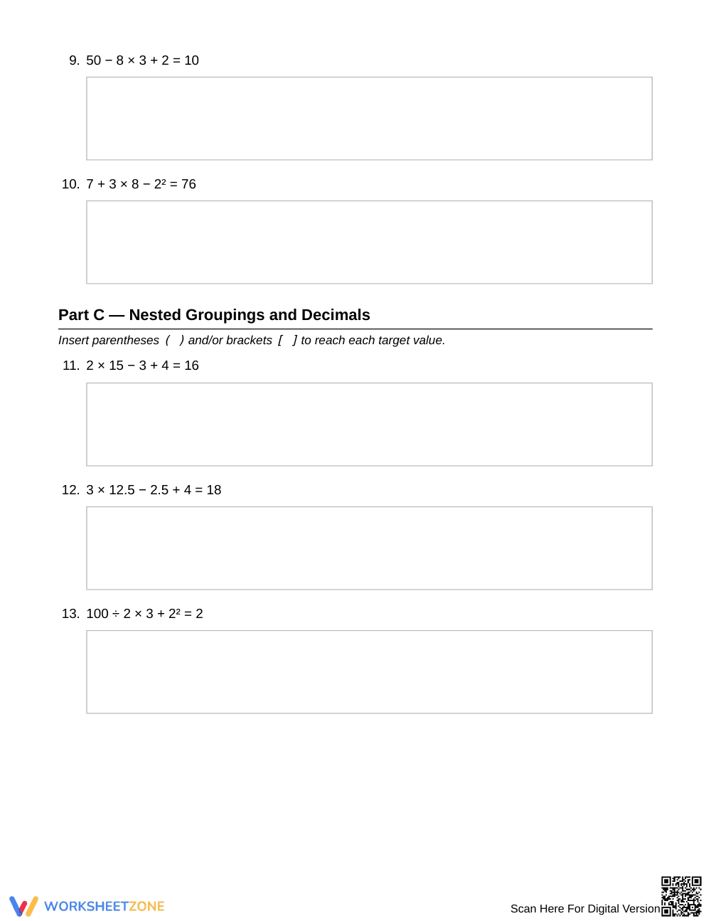 Printable Grouping Symbols Worksheet | Grade 6 Math - Page 3