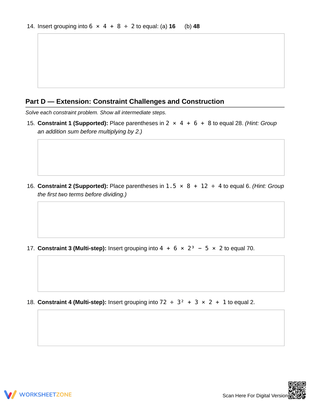 Printable Grouping Symbols Worksheet | Grade 6 Math - Page 4