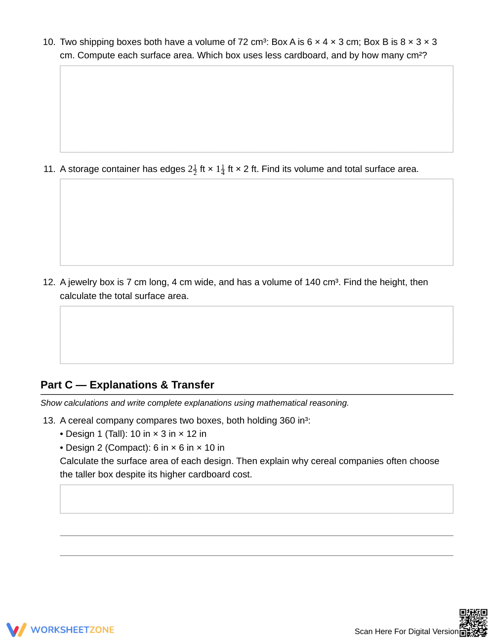Complete Surface Area vs Volume Worksheet | Grade 6 Math - Page 4