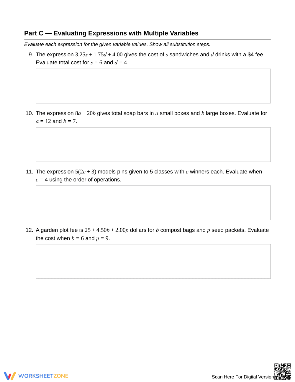 Complete Two-Condition Expressions Worksheet | Grade 6 Math - Page 3