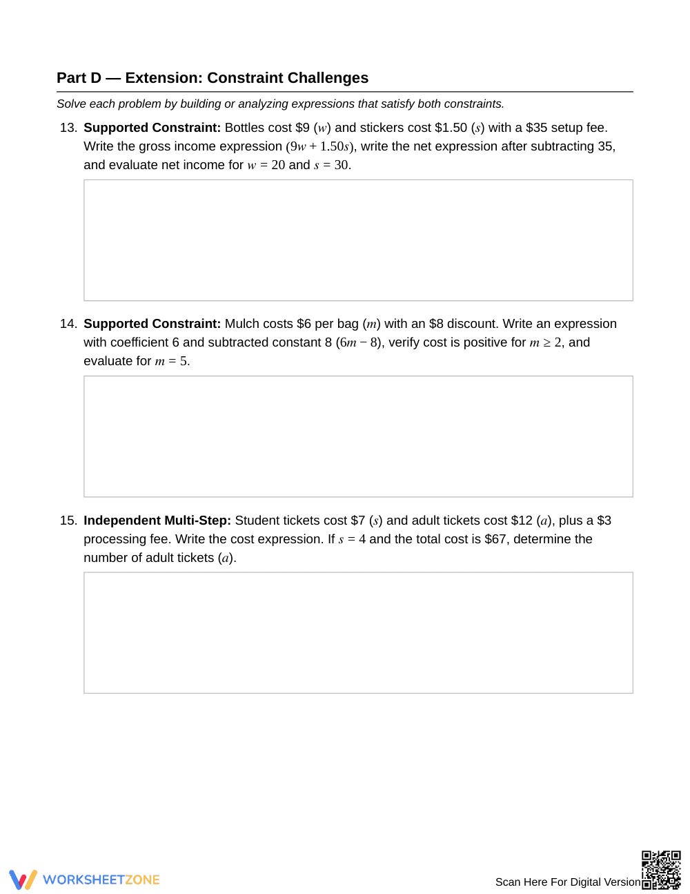 Complete Two-Condition Expressions Worksheet | Grade 6 Math - Page 4