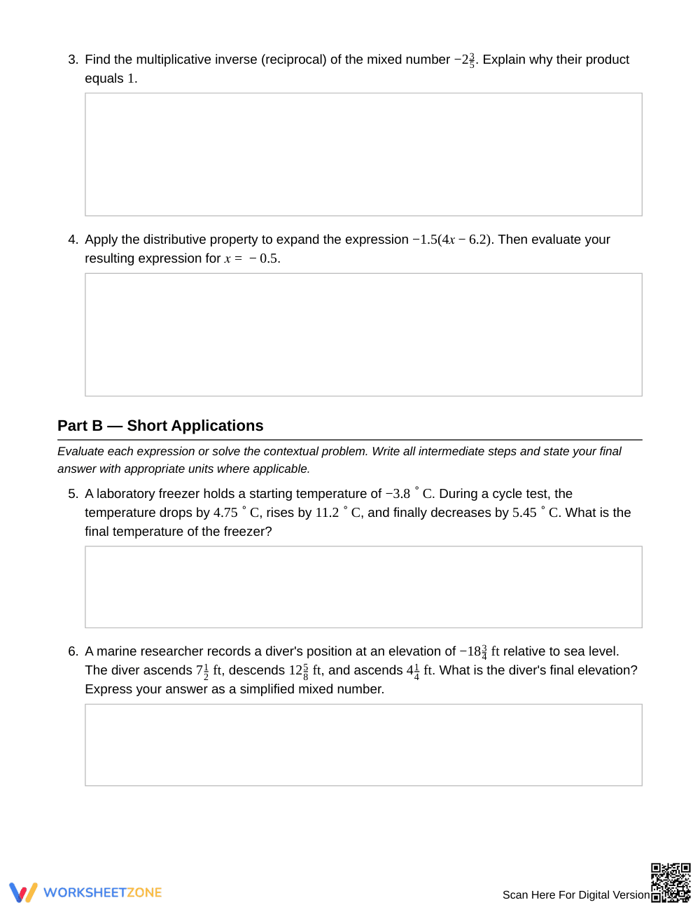 Aligned Rational Number Operations Worksheet | Grade 7 Math - Page 2
