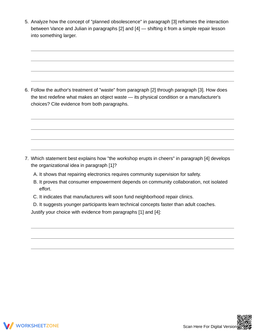 Essential Follow Explanations Worksheet | Grade 7 ELA - Page 4