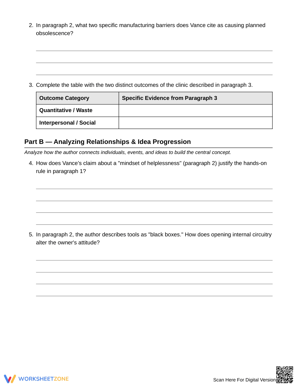 Essential Idea Development Worksheet | Grade 7 ELA - Page 3