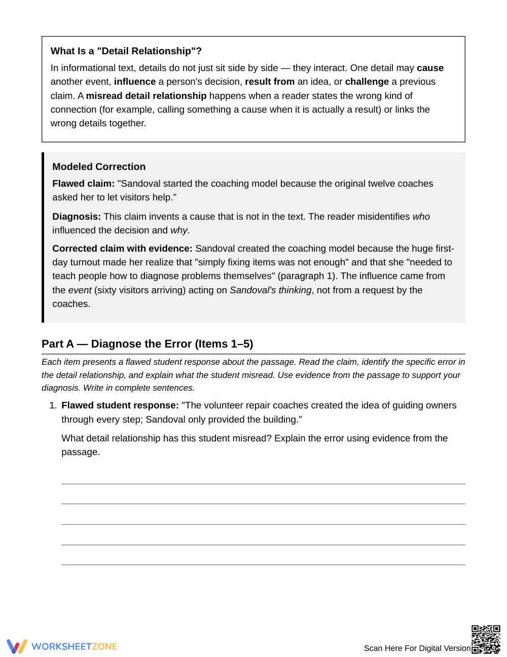 Essential Detail Relationships Worksheet | Grade 7 ELA - Page 2
