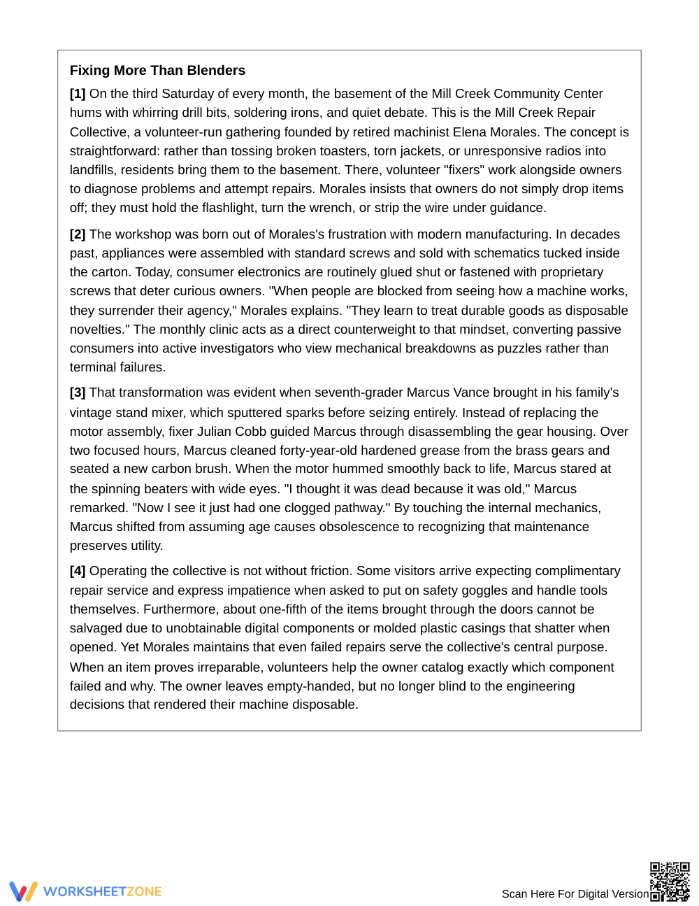 Essential Supporting Examples Worksheet | Grade 7 ELA - Page 2