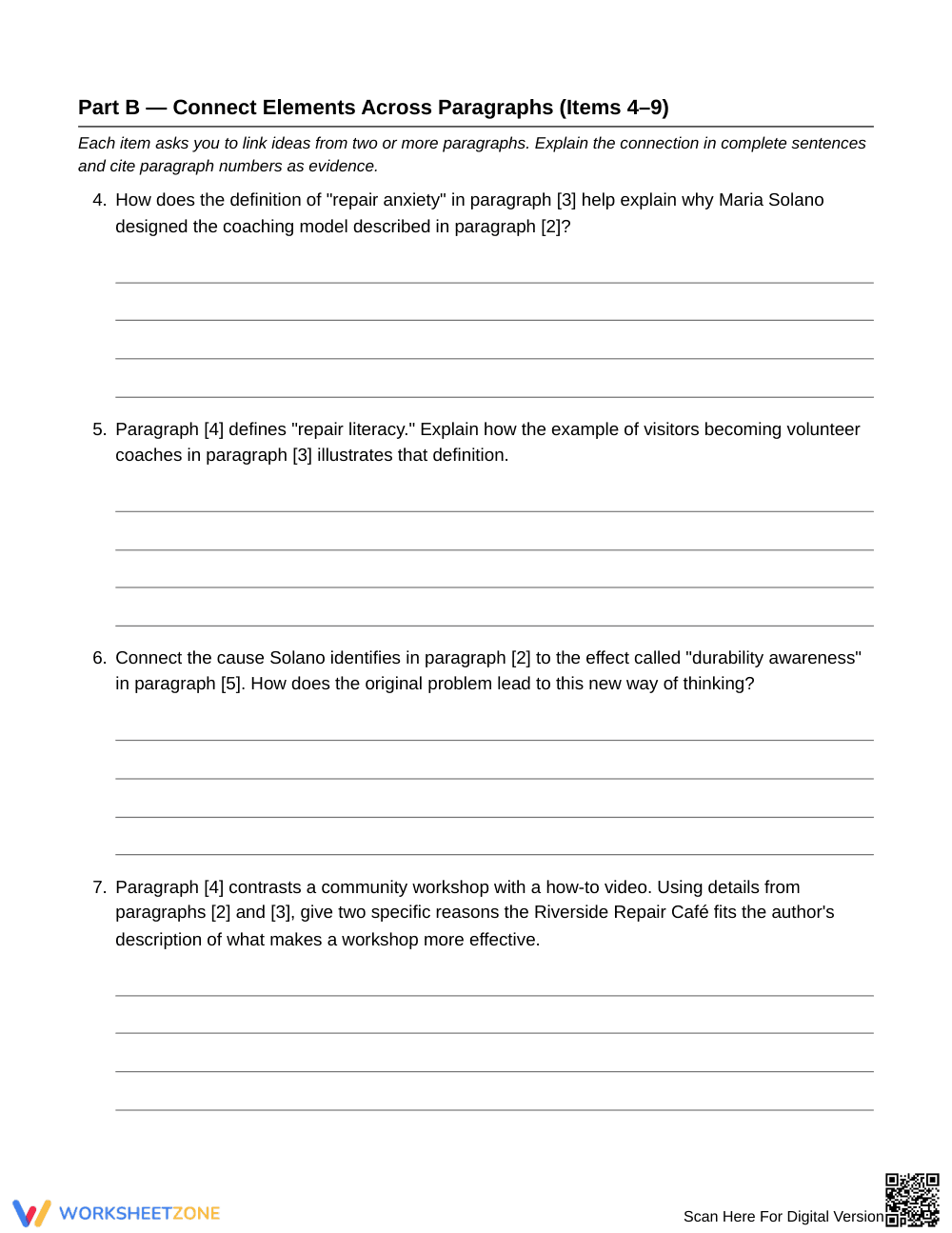 Complete Causes & Examples Linking Worksheet | Grade 7 ELA - Page 3