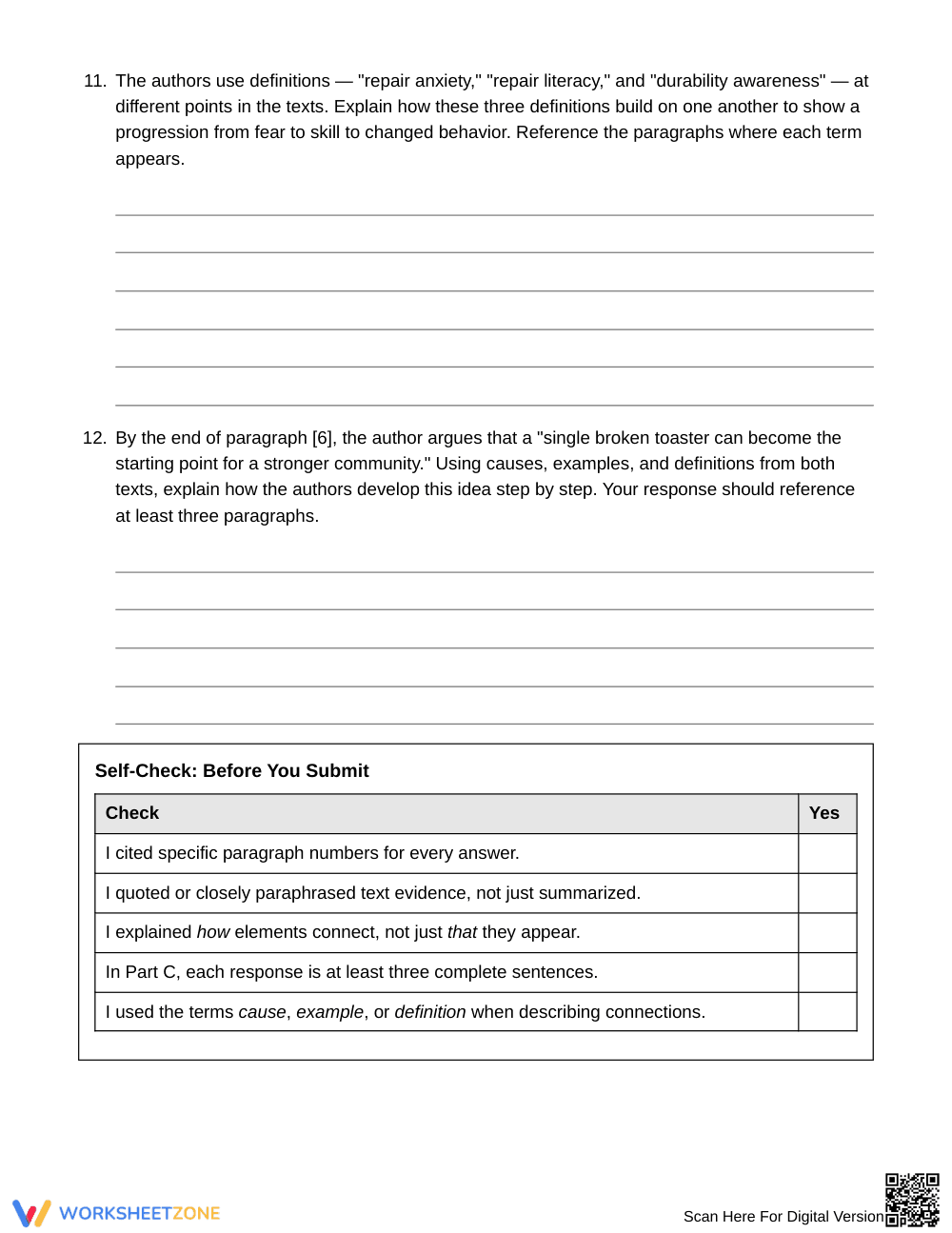 Complete Causes & Examples Linking Worksheet | Grade 7 ELA - Page 5
