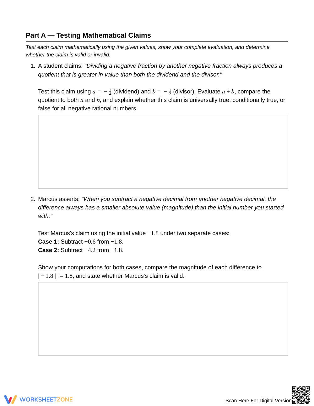 Complete Signed Number Operations Worksheet | Grade 7 Math - Page 2