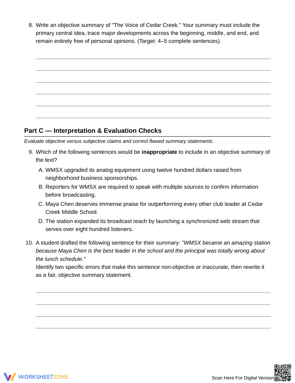 Complete Central Idea & Details Worksheet | Grade 7 ELA - Page 5
