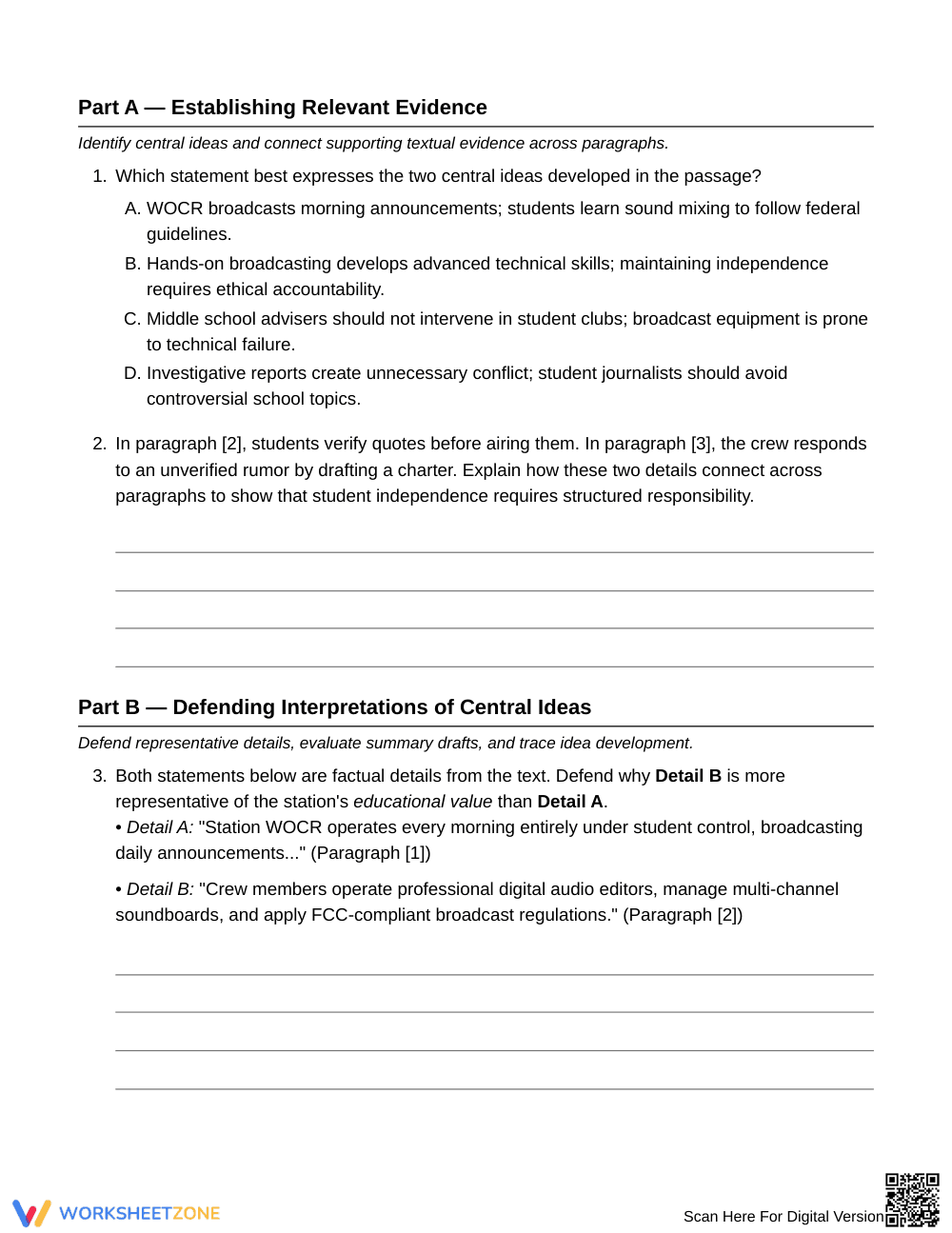 Essential Representative Detail Worksheet | Grade 7 ELA - Page 3