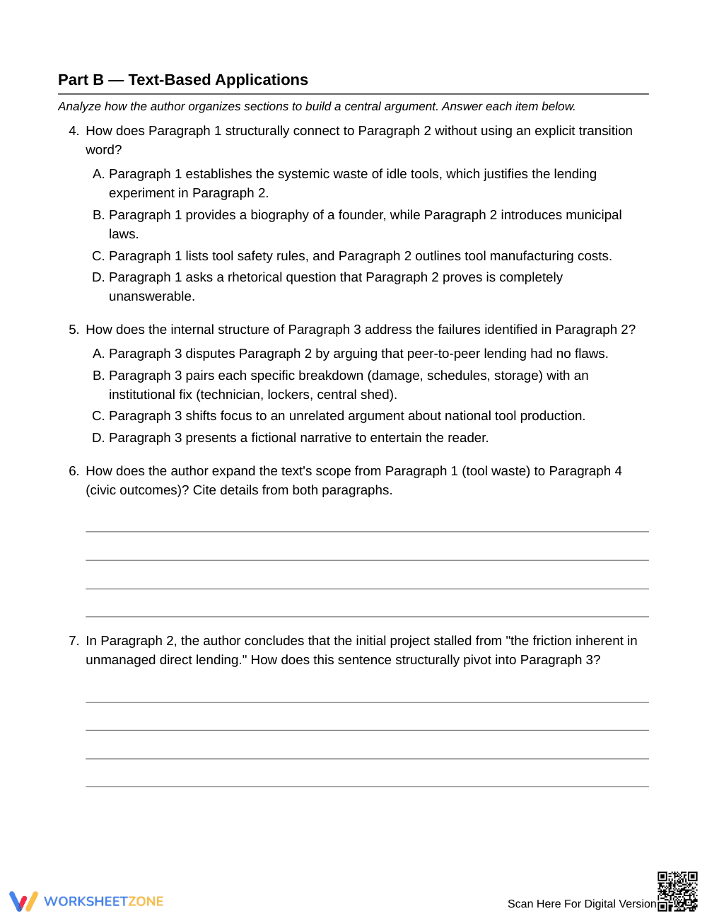 Complete Text Structure Analysis Worksheet | Grade 7 ELA - Page 4