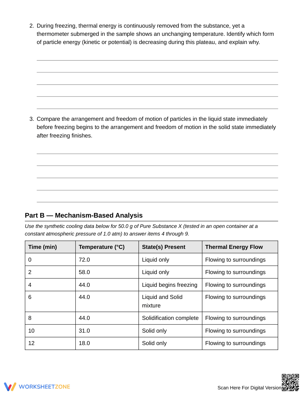 Printable Particle Changes Freezing Worksheet | Grade 7 - Page 2