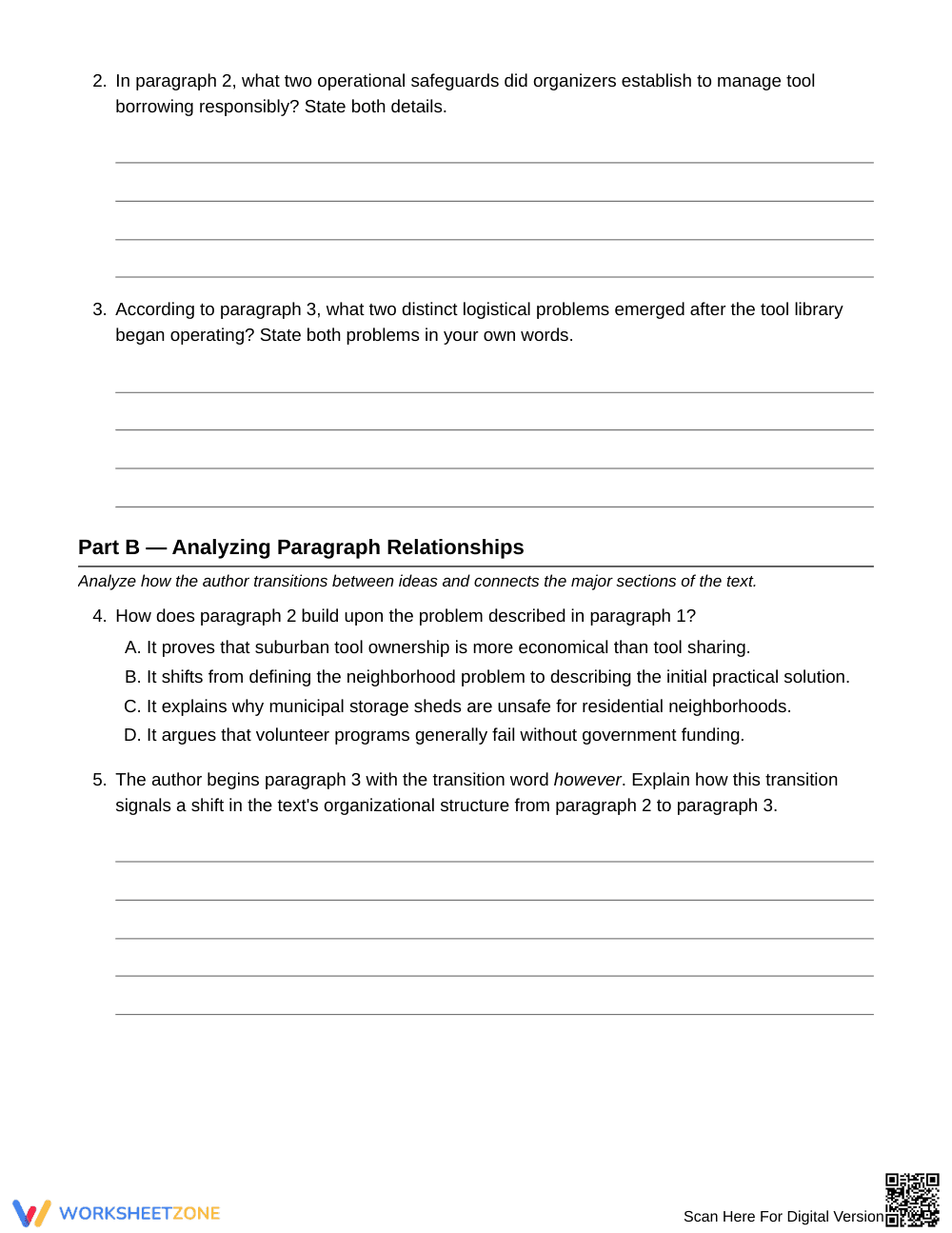 Printable Paragraph Placement Worksheet | Grade 7 ELA - Page 3
