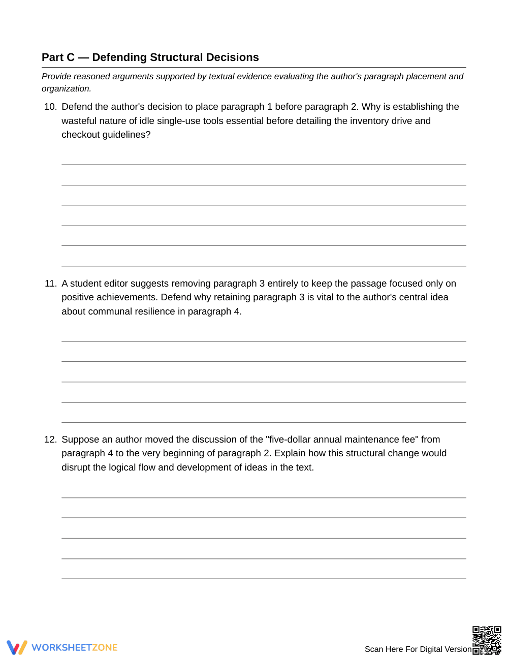 Printable Paragraph Placement Worksheet | Grade 7 ELA - Page 5