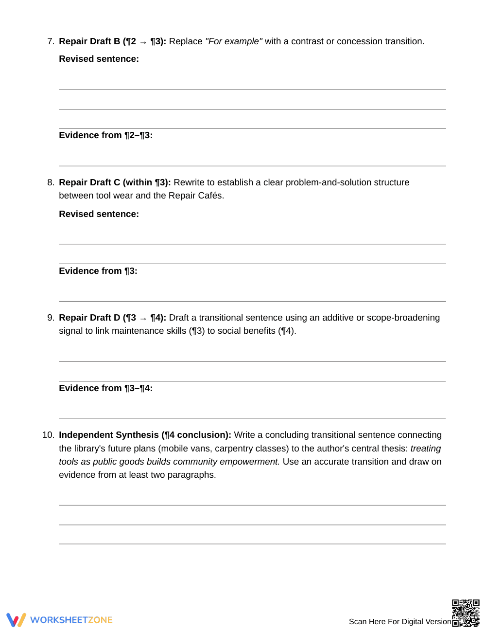 Complete Misleading Transitions Worksheet | Grade 7 ELA - Page 5