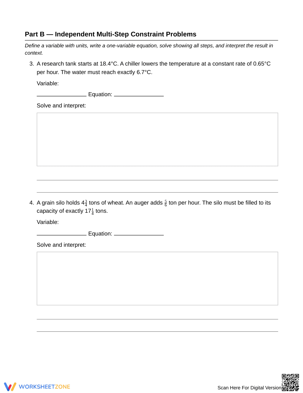 Complete Contextual Equation Worksheet | Grade 7 Math - Page 3