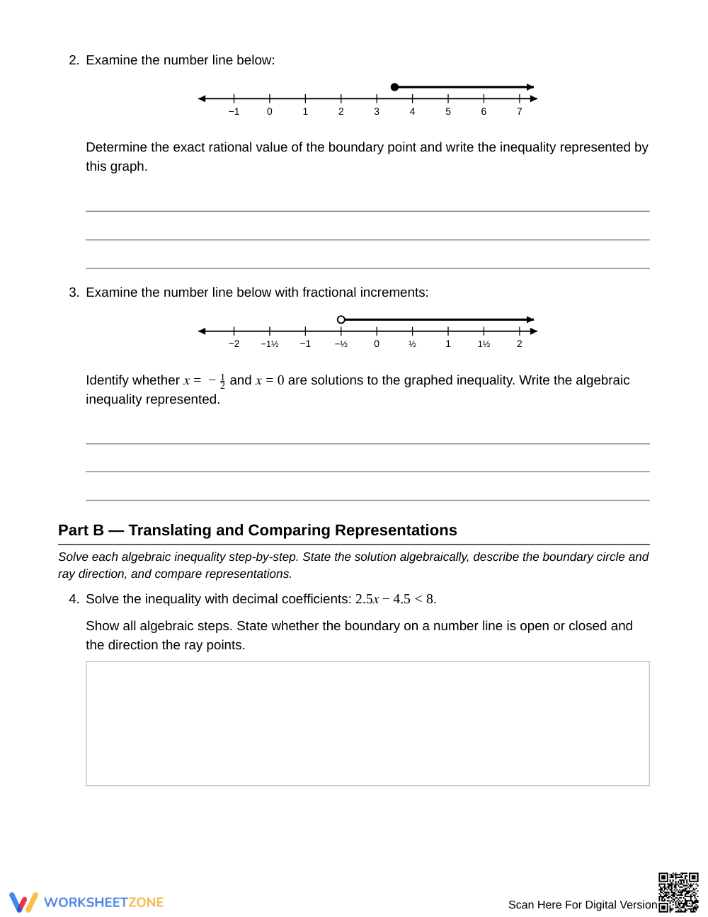 Complete Inequality Graphs Worksheet | Grade 7 Math - Page 2