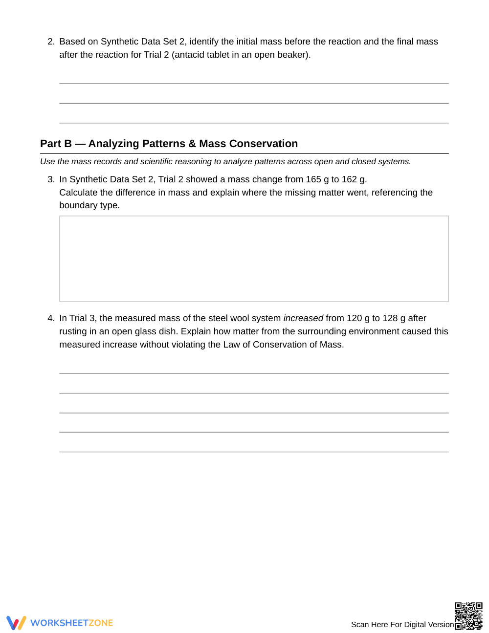 Complete Mass Records Worksheet | Grade 7 Science - Page 3