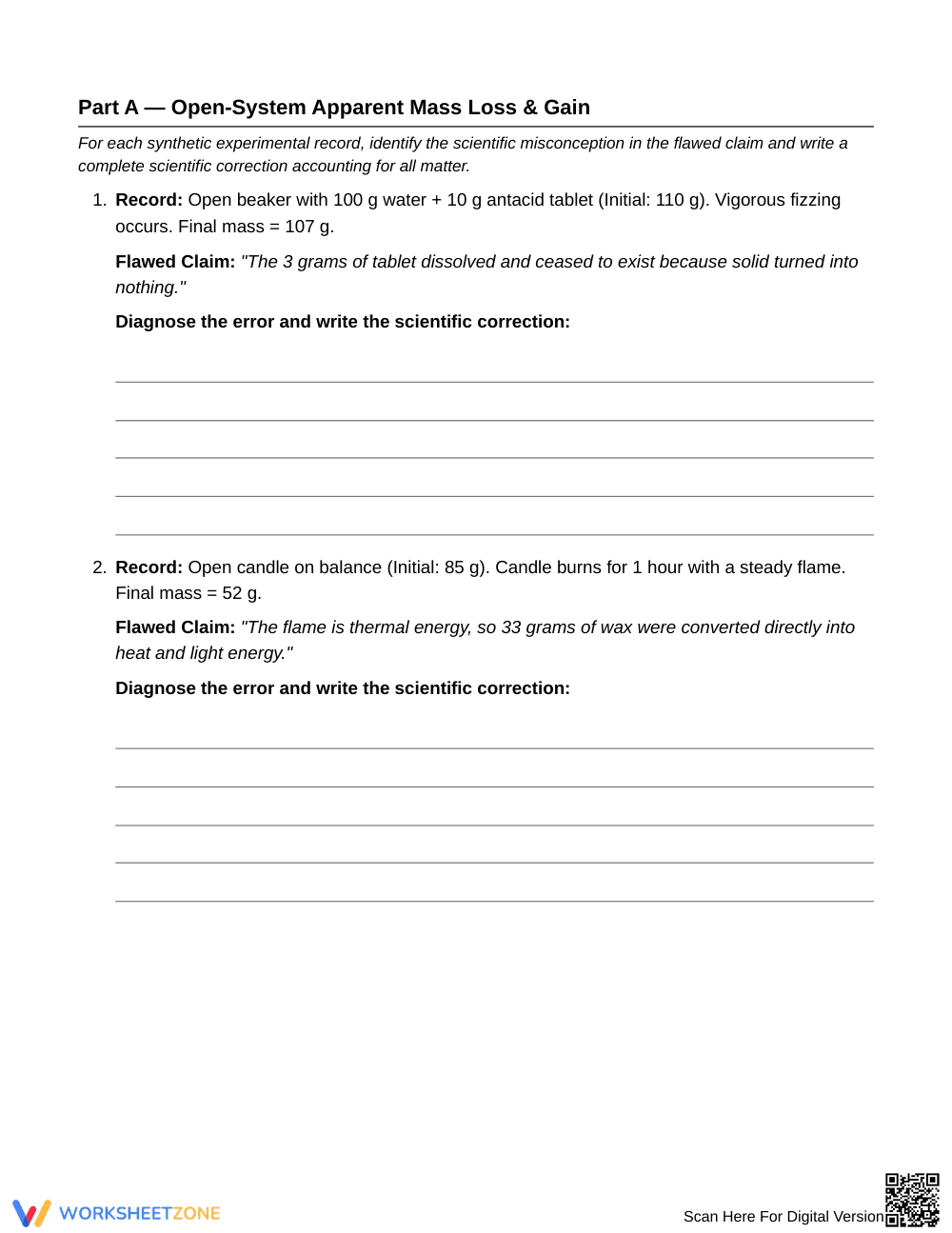Complete Conservation of Mass Worksheet | Grade 7 Science - Page 2