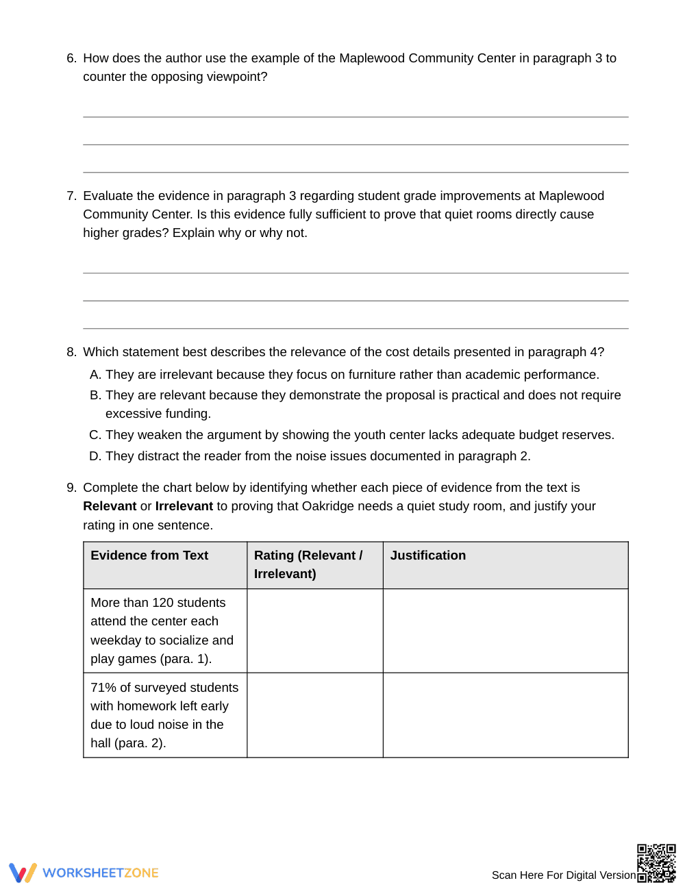Essential Evidence Evaluation Worksheet | Grade 7 ELA - Page 4