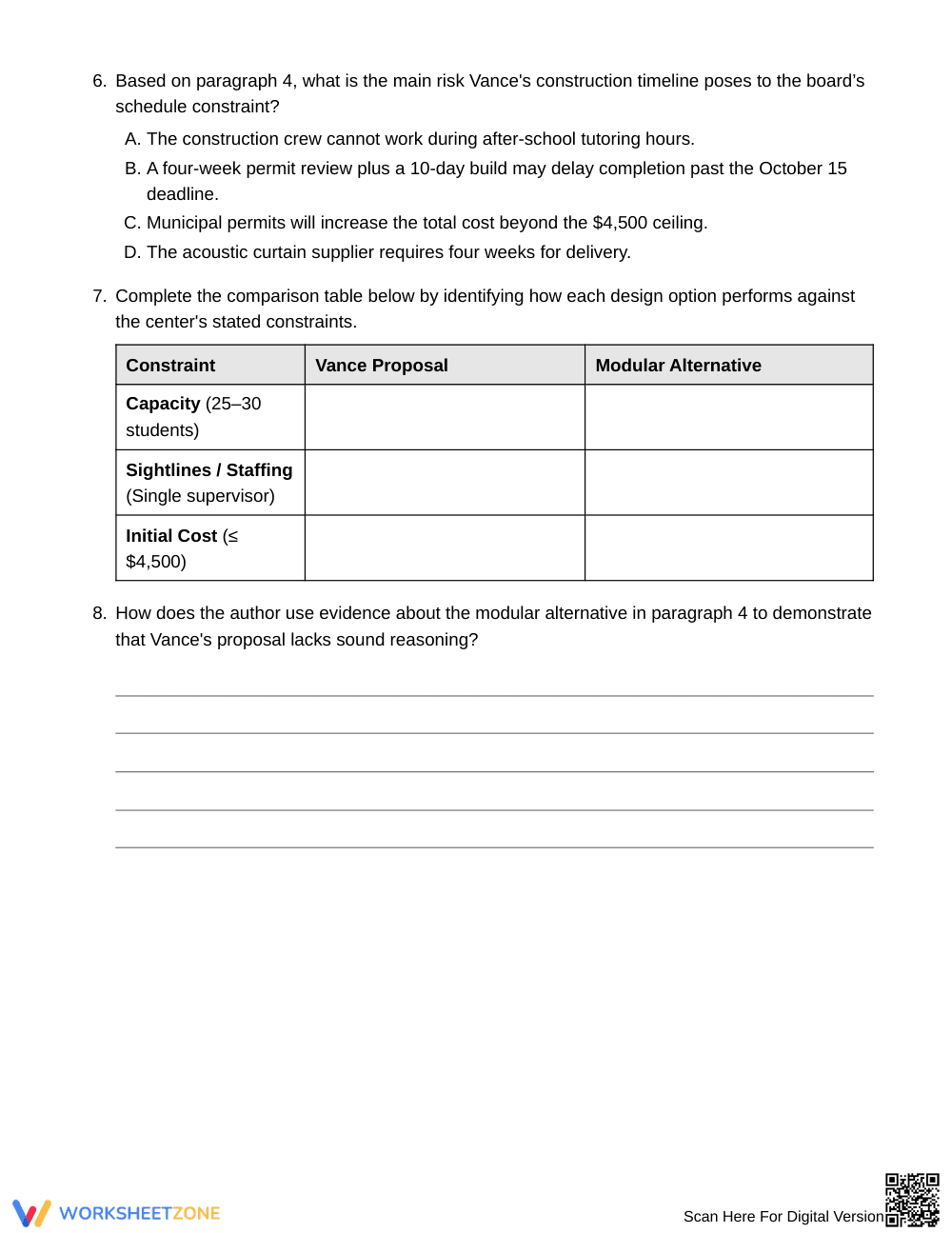 Complete Evaluating Proposals Worksheet | Grade 7 ELA - Page 4