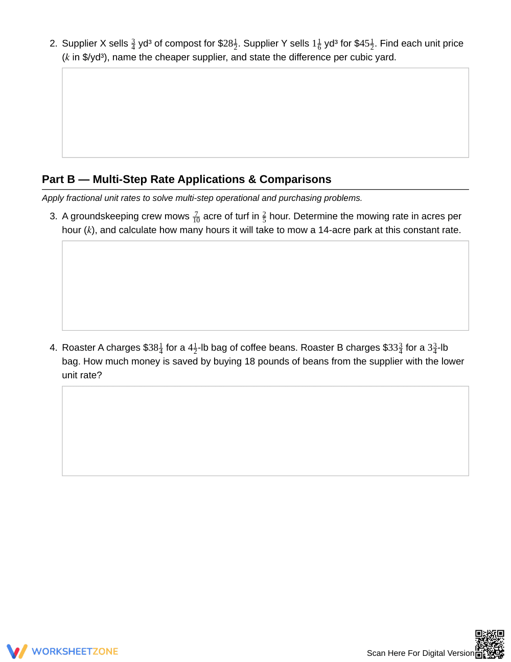 Complete Fractional Unit Rates Worksheet | Grade 7 Math - Page 2
