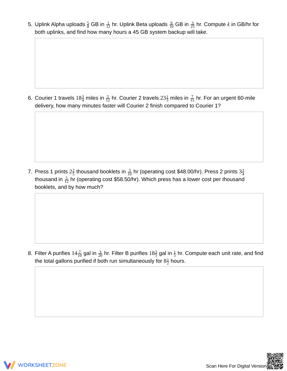 Complete Fractional Unit Rates Worksheet | Grade 7 Math - Page 3