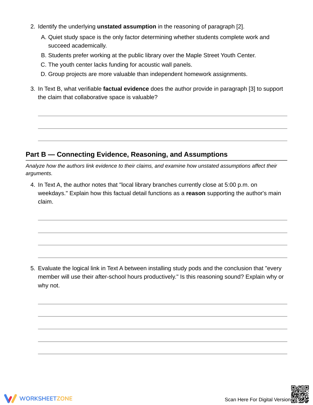 Essential Facts & Reasons Worksheet | Grade 7 ELA - Page 3