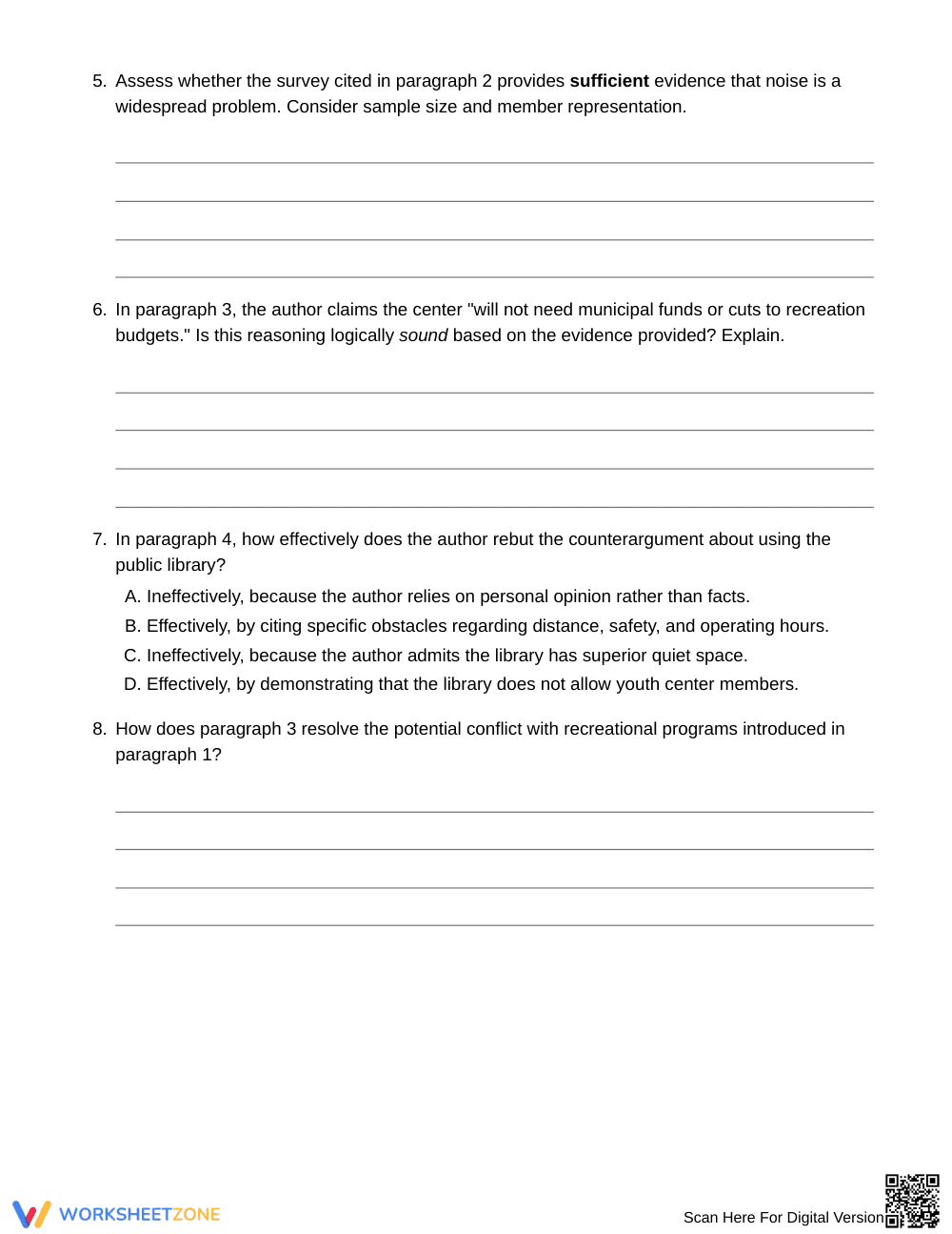 Complete Evaluating Arguments Worksheet | Grade 7 ELA - Page 4