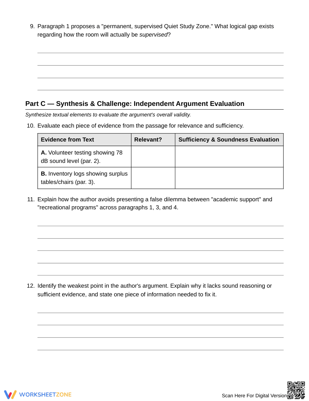 Complete Evaluating Arguments Worksheet | Grade 7 ELA - Page 5