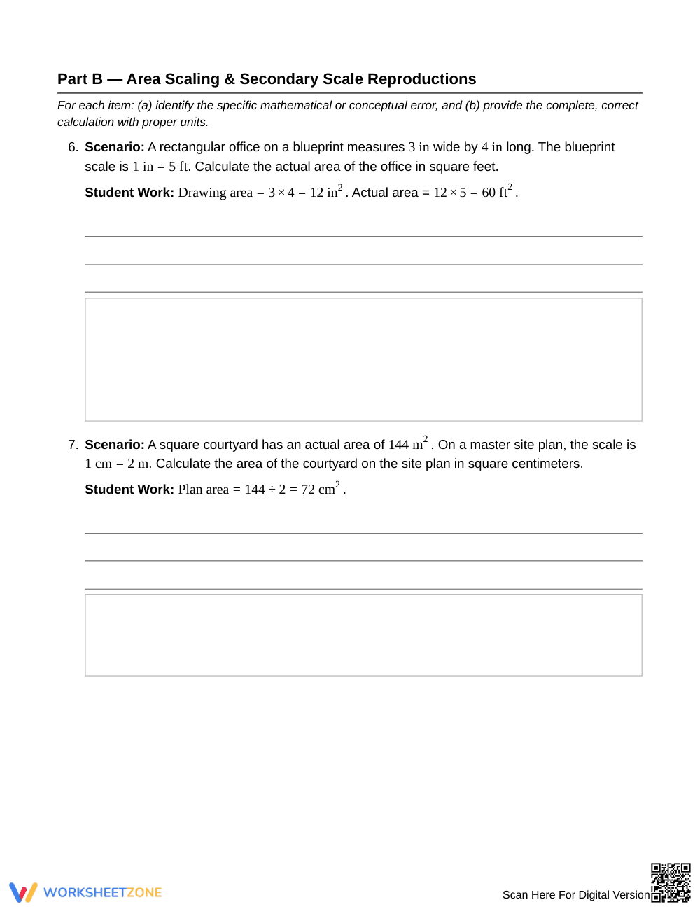 Aligned Mixed-Unit Scaling Errors Worksheet | Grade 7 Math - Page 4