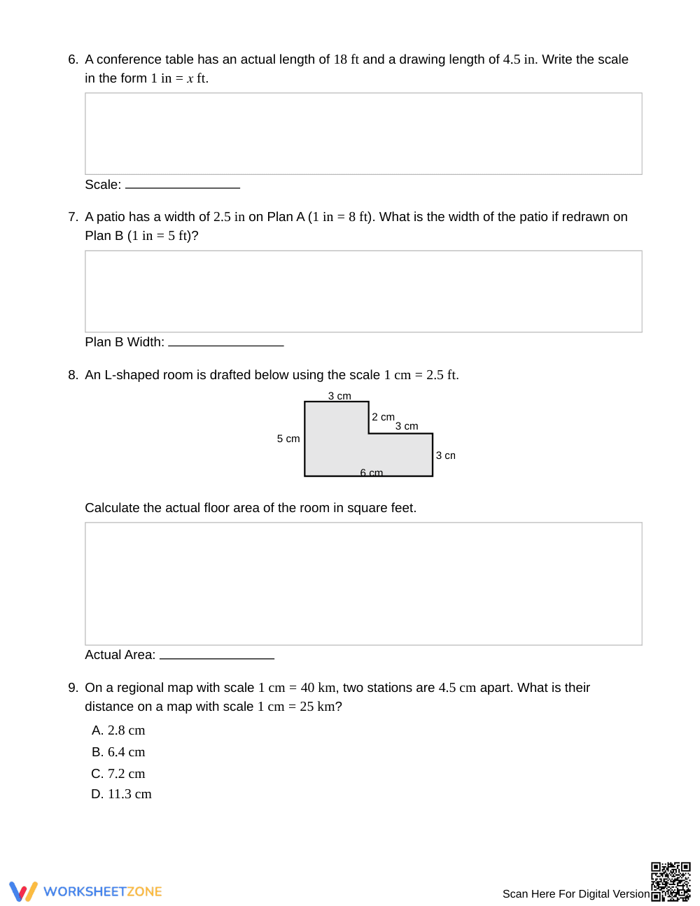 Essential Scale Drawings Worksheet | Grade 7 Math - Page 3