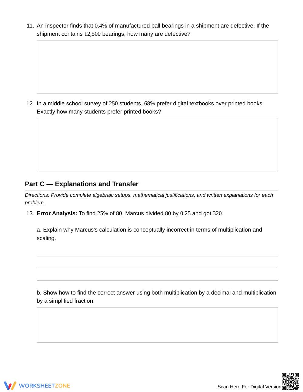 Complete Multiplicative Percent Worksheet | Grade 7 Math - Page 4