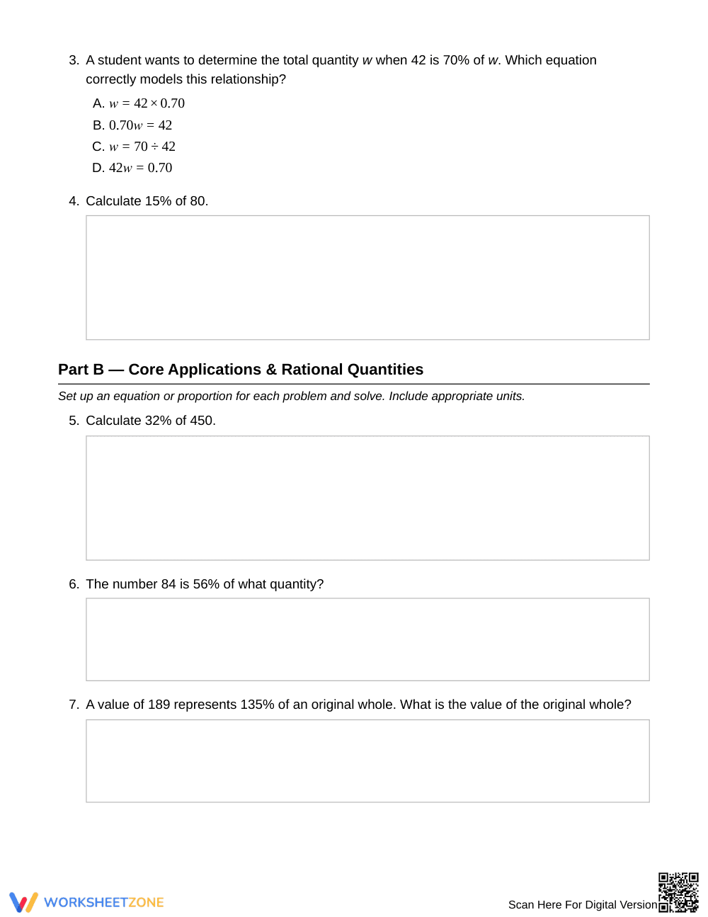 Complete Missing Whole or Part Worksheet | Grade 7 Math - Page 2