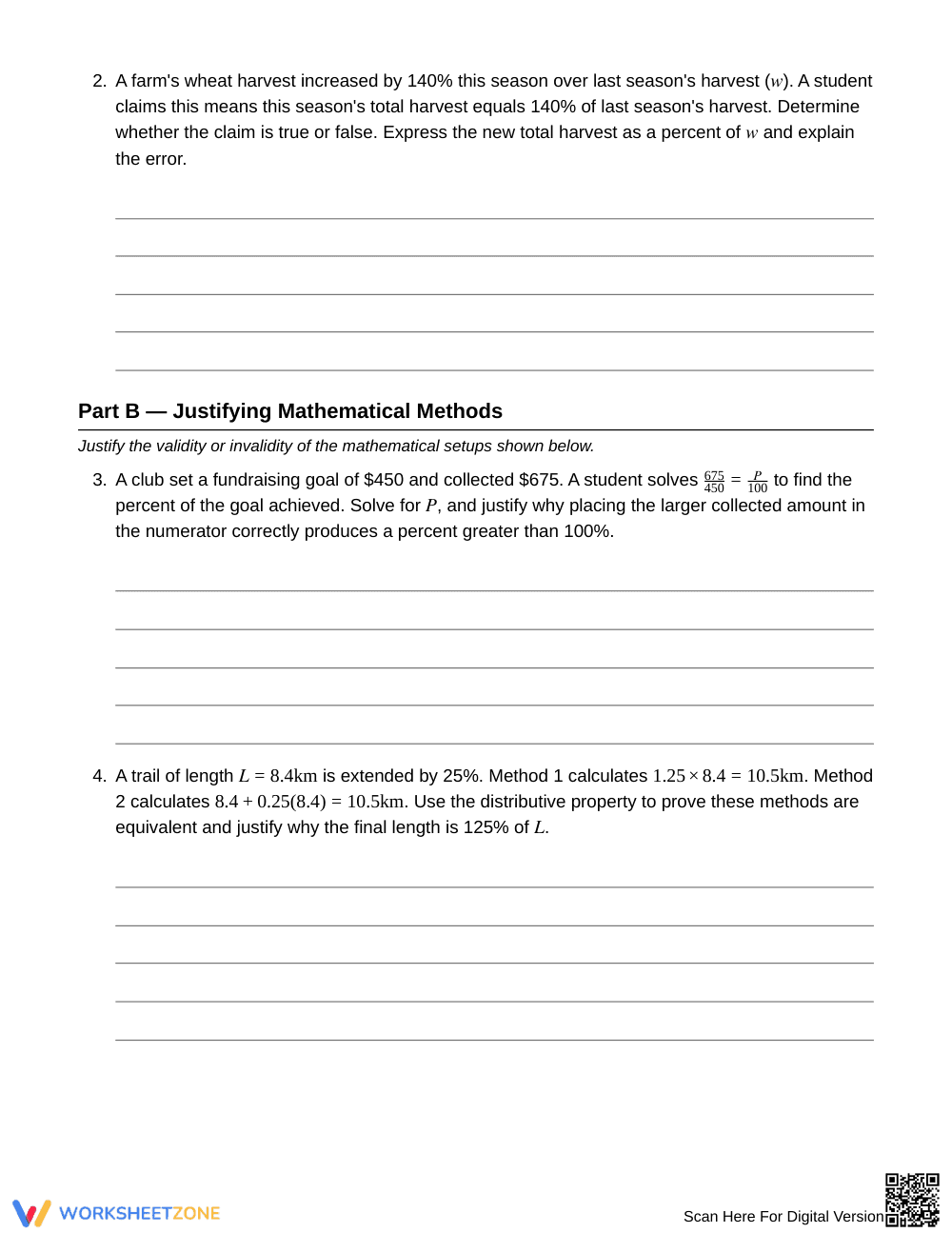 Complete Percents Above 100% Worksheet | Grade 7 Math - Page 2