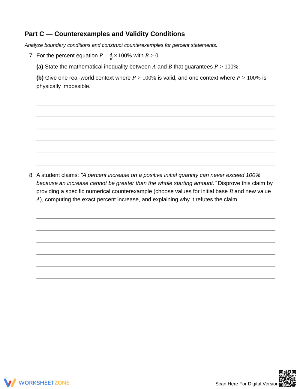Complete Percents Above 100% Worksheet | Grade 7 Math - Page 4
