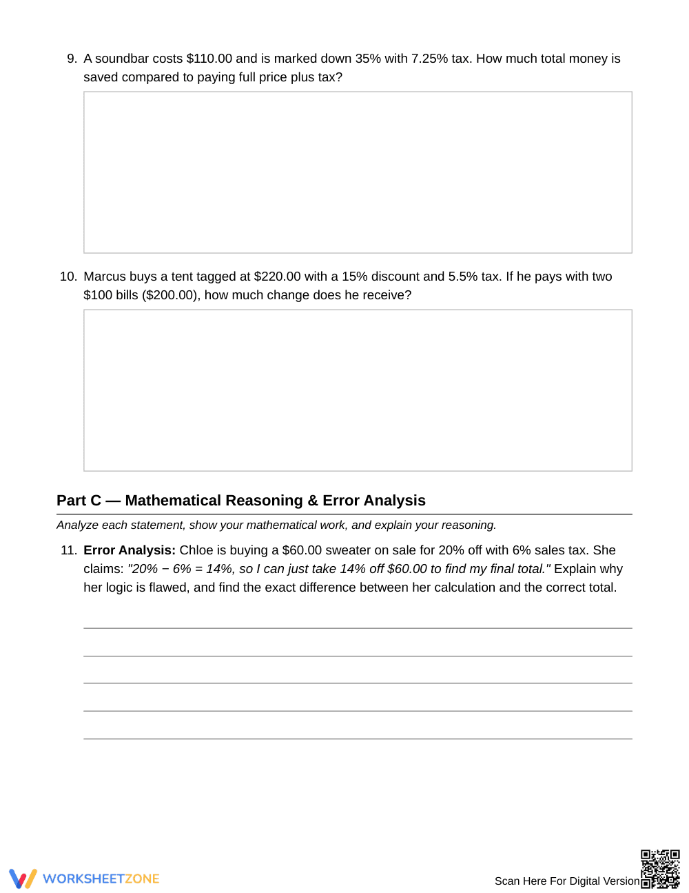 Printable Discount Then Tax Worksheet | Grade 7 Math - Page 4