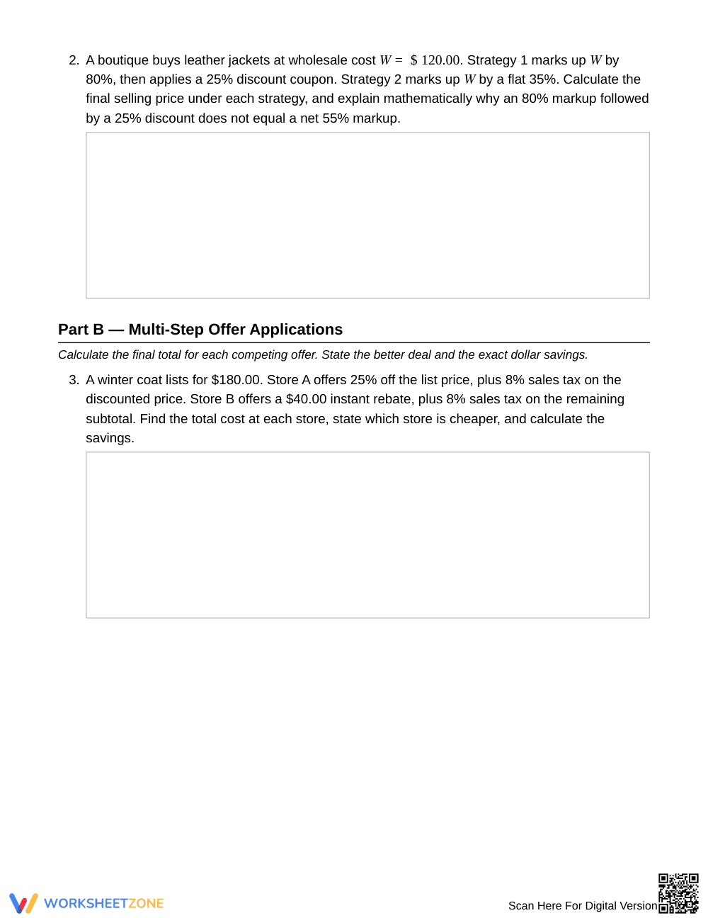Complete Multi-Stage Offers Worksheet | Grade 7 Math - Page 2