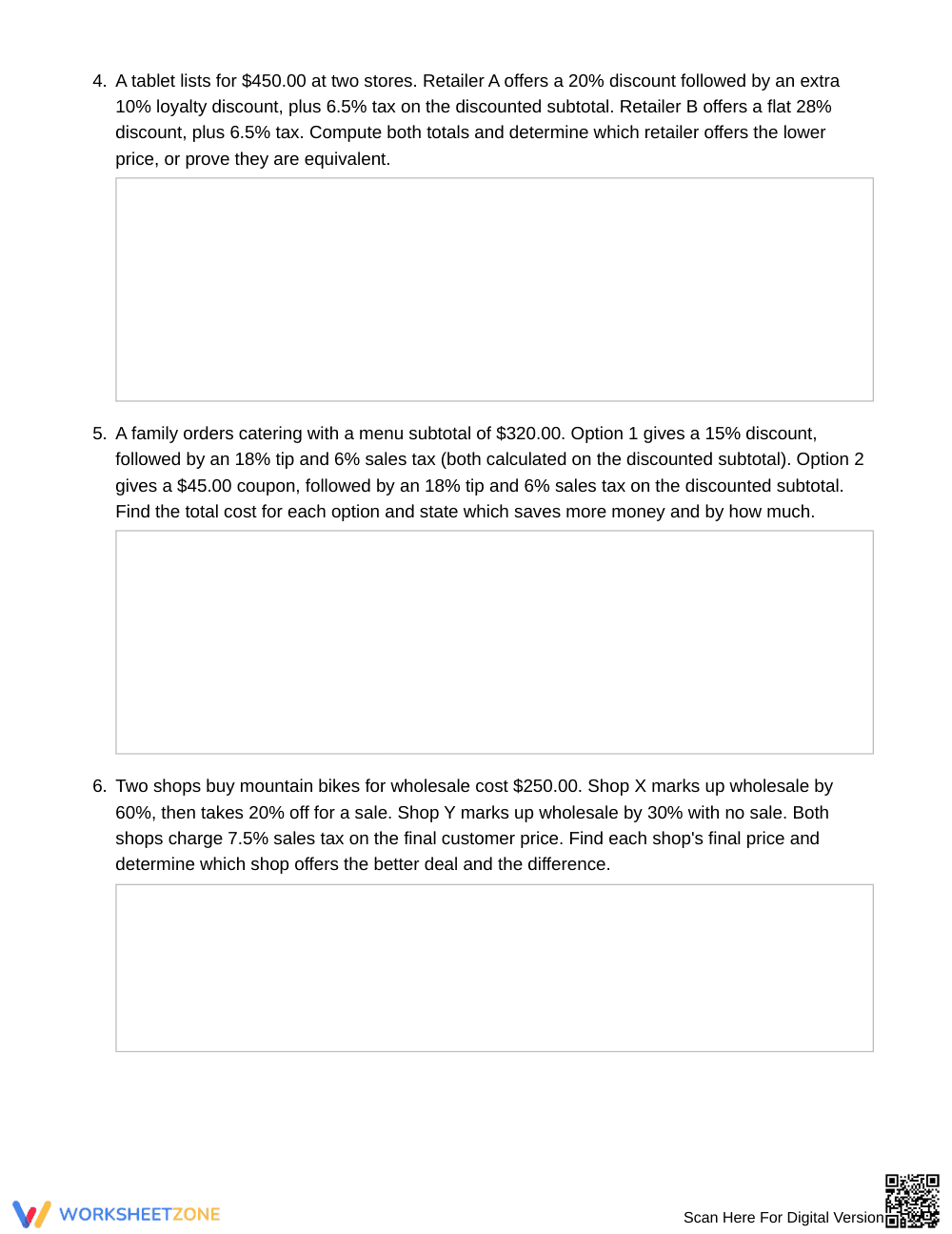 Complete Multi-Stage Offers Worksheet | Grade 7 Math - Page 3